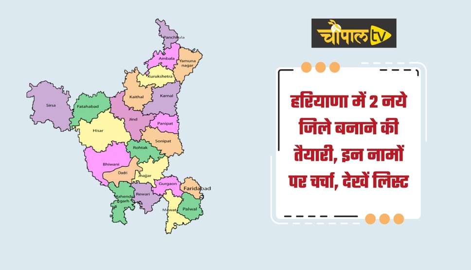 हरियाणा में 2 नये जिले बनाने की तैयारी,  इन नामों पर चर्चा, देखें लिस्ट