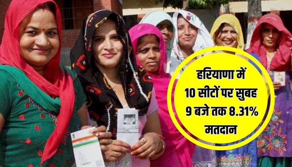 हरियाणा में 10 सीटों पर सुबह 9 बजे तक 8.31% मतदान, भिवानी-महेंद्रगढ़ में सबसे ज्यादा लोगों ने किया वोट