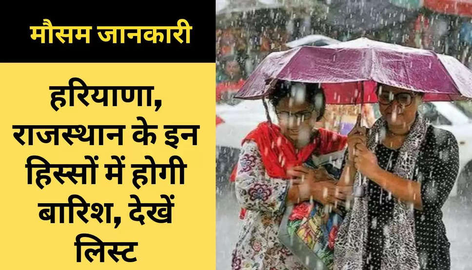 Haryana Rain Weather: हरियाणा समेत कई राज्यों में अगले दो दिन होगी झमाझम बारिश, देखें मौसम विभाग की भविष्यवाणी