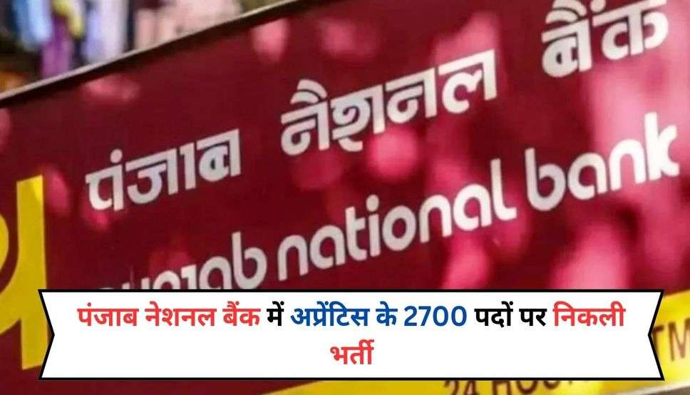 पंजाब नेशनल बैंक में अप्रेंटिस के 2700 पदों पर निकली भर्ती, ग्रेजुएट्स को मौका, 15 हजार तक स्टाइपेंड