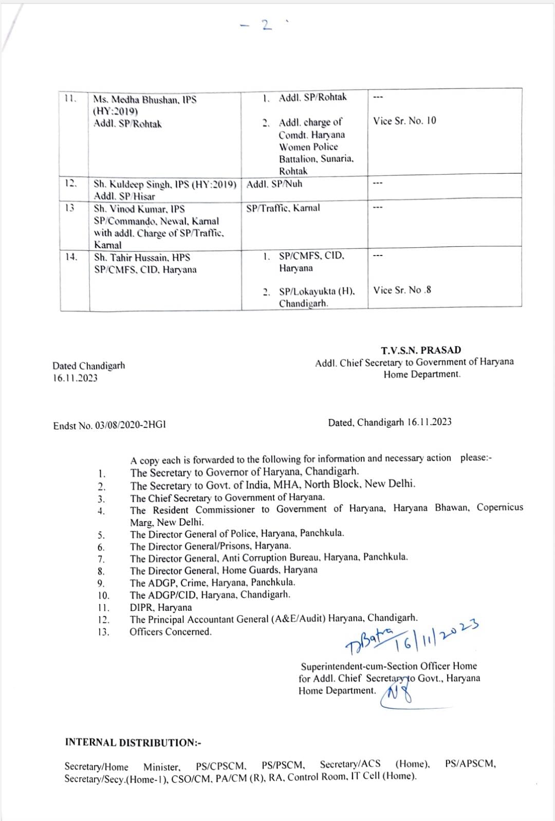Haryana IPS Transfer: हरियाणा में आईपीएस अफसरों के तबादले, देखिए पूरी लिस्ट
